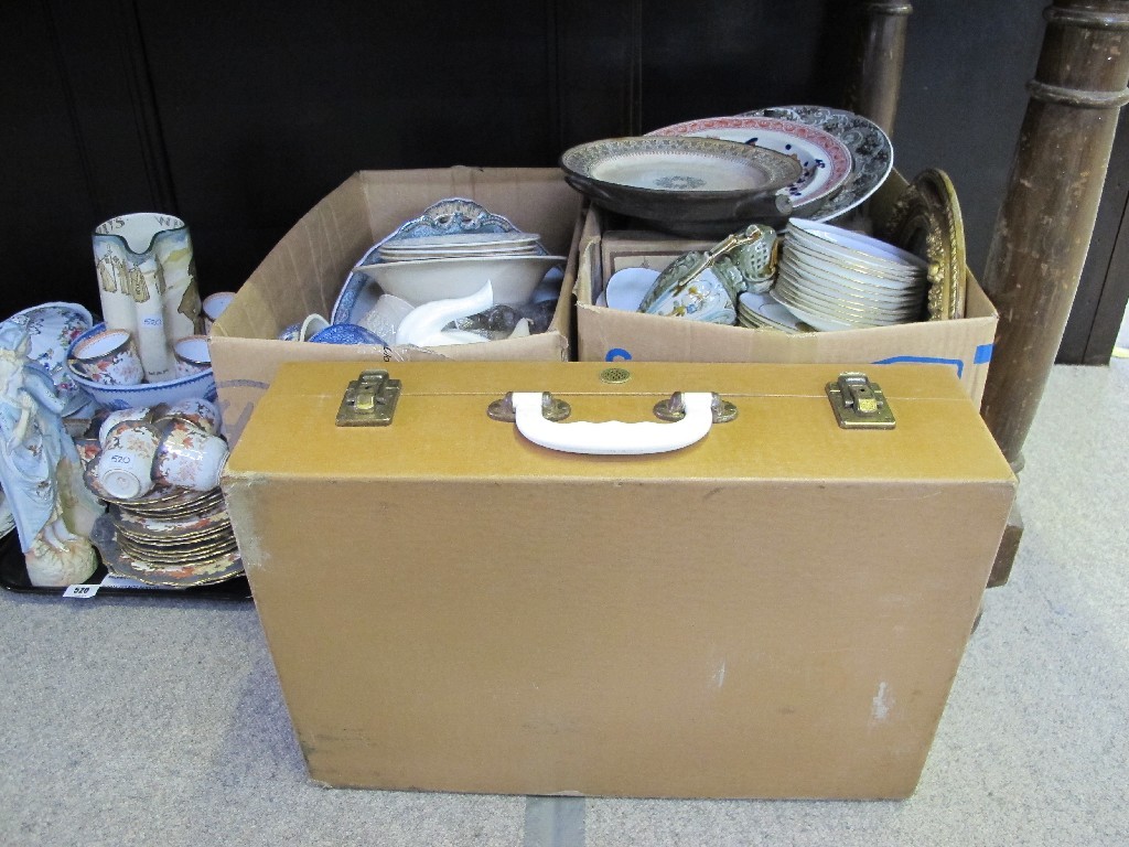 Appraisal: Two boxes of assorted ceramics teawares games etc and a