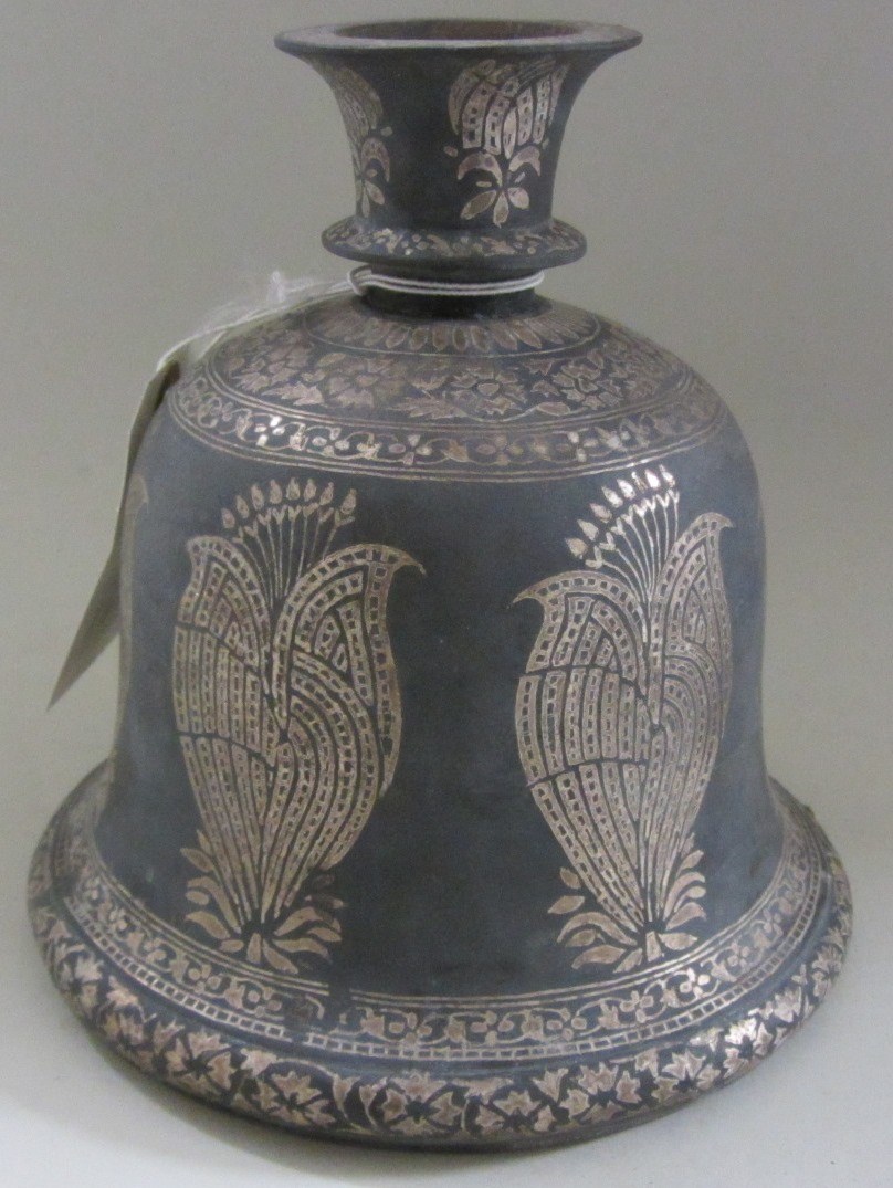 Appraisal: A bidri silver-inlaid huqqa base India late th th century