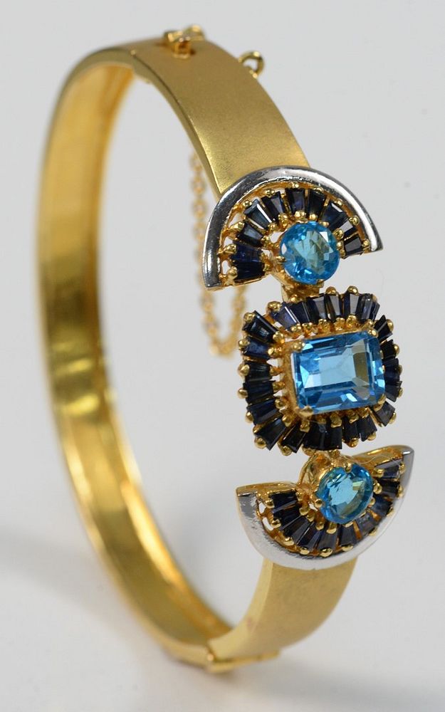 Appraisal: Karat Gold Bangle Style Bracelet set with three blue topaz