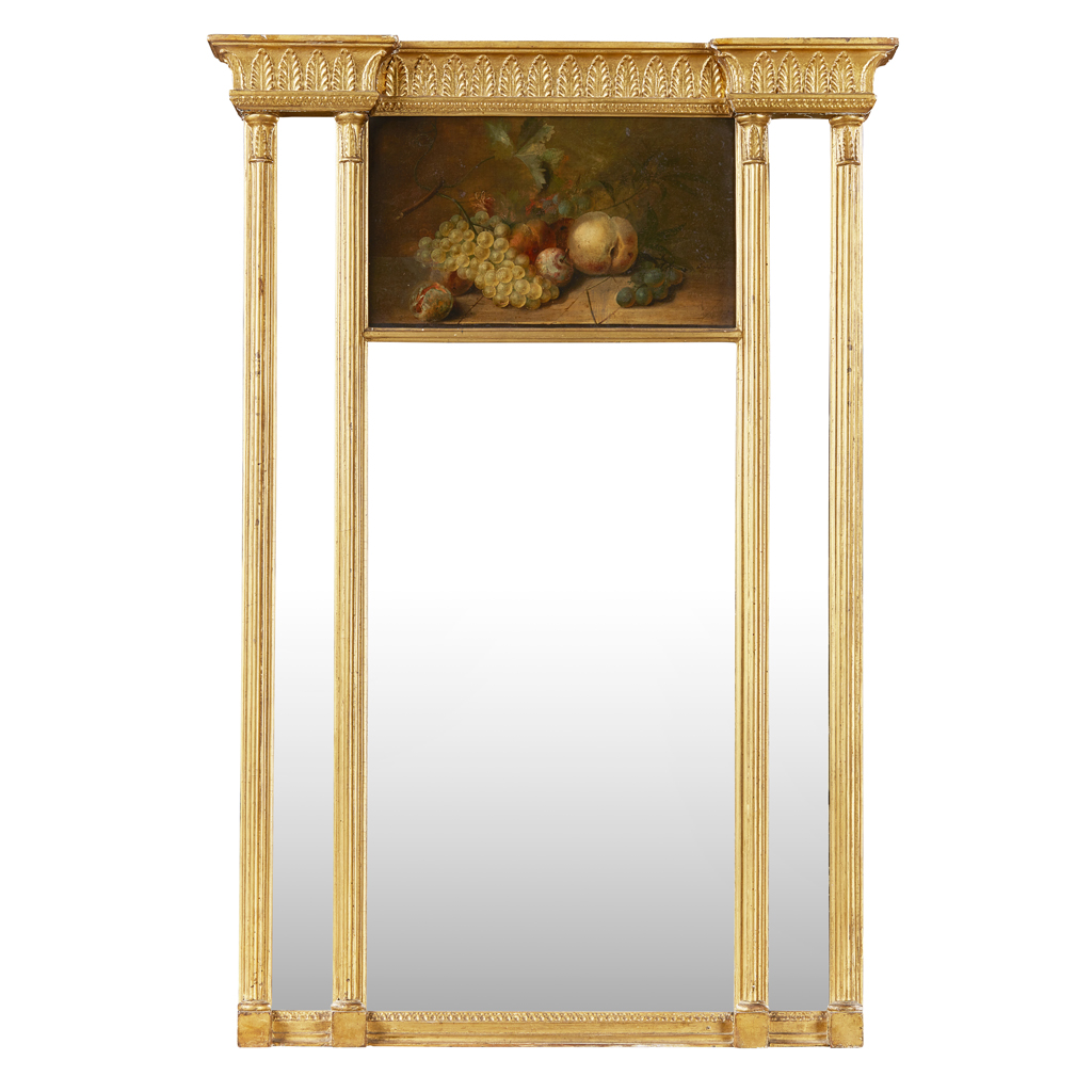 Appraisal: GEORGE III GILTWOOD AND PAINTED PIER MIRROR LATE TH CENTURY