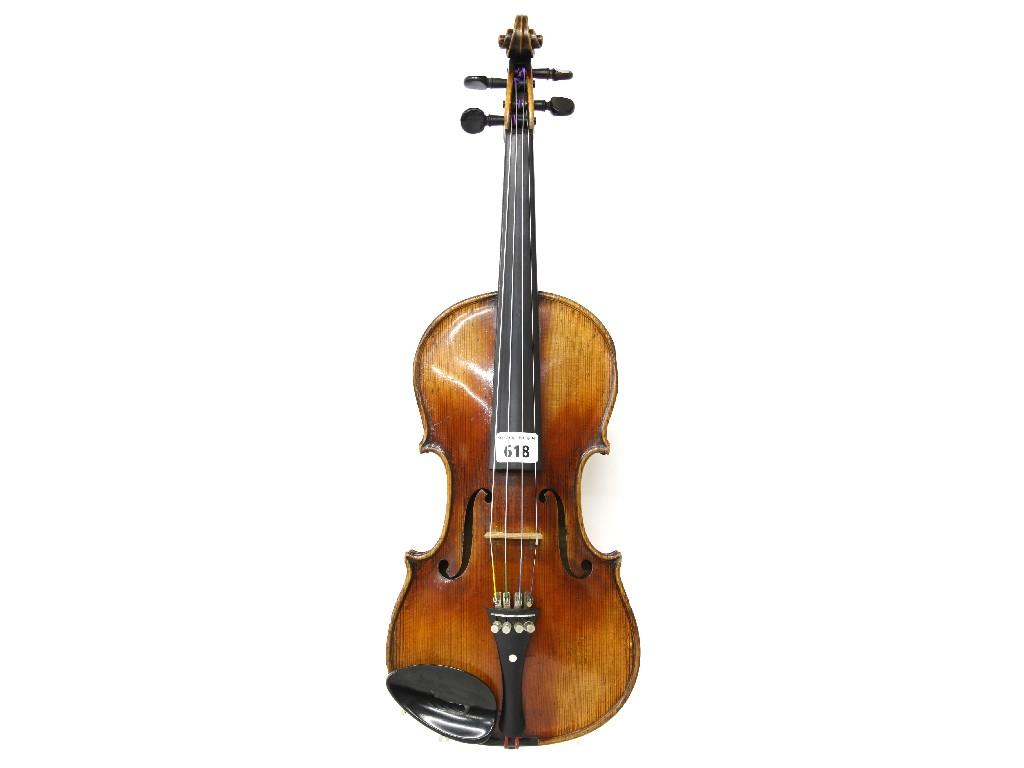 Appraisal: Three-quarter size Stradivari copy violin circa cm