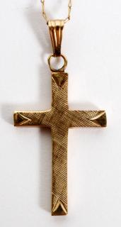 Appraisal: KT YELLOW GOLD CROSS NECKLACE TW GR KT YELLOW GOLD