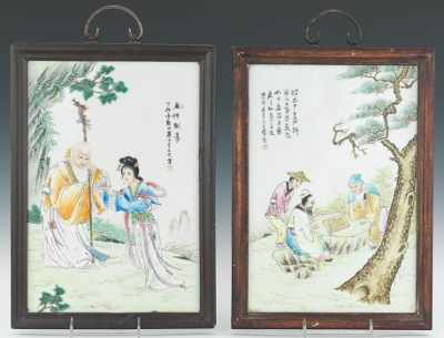 Appraisal: A Pair of Framed Hand Decorated Chinese Porcelain Plaques Nicely