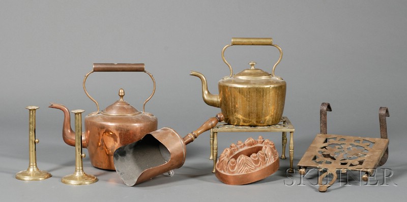 Appraisal: Eight Assorted Copper and Brass Items th century a copper