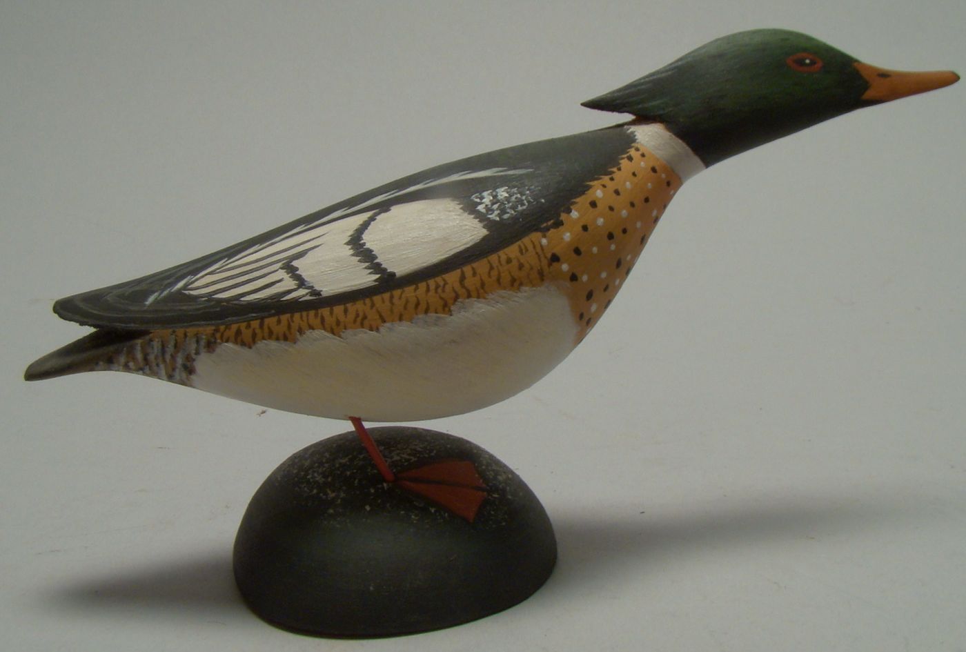 Appraisal: MINIATURE RED-BREASTED MERGANSER Done in the Elmer Crowell style By