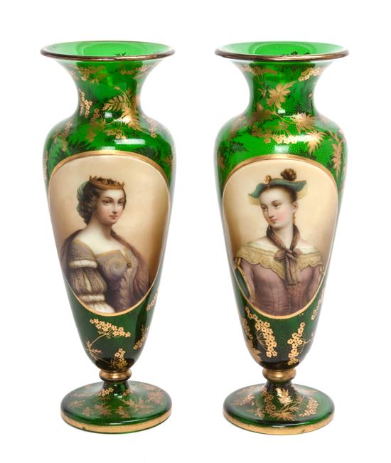 Appraisal: Sale Lot A Pair of Bohemian Gilt Decorated Portrait Vases