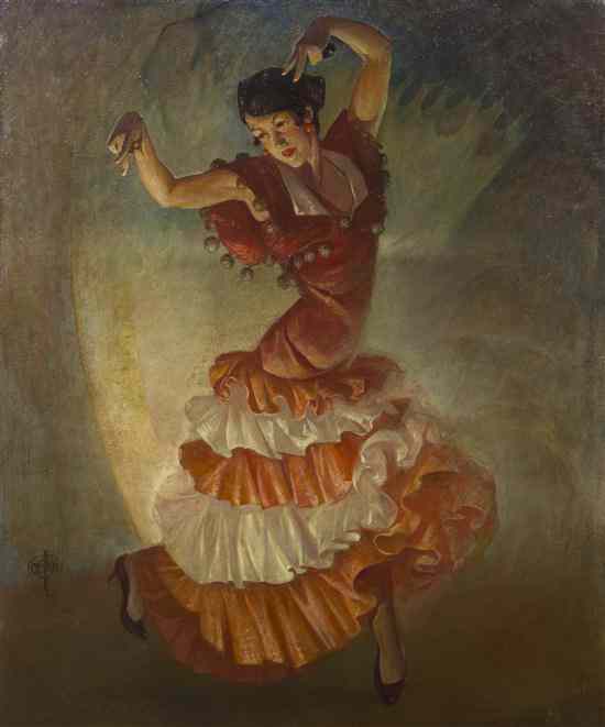 Appraisal: Otto Eugene Hake American - Flamenco Dancer oil on canvas