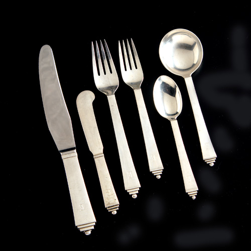 Appraisal: Georg Jensen Pyramid sterling flatware designed by Harald Nielsen Six-piece