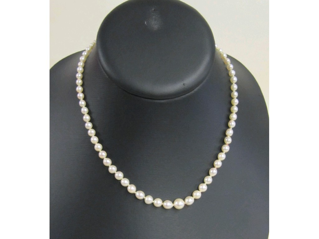 Appraisal: String of cultured pearls with silver and marcasite clasp