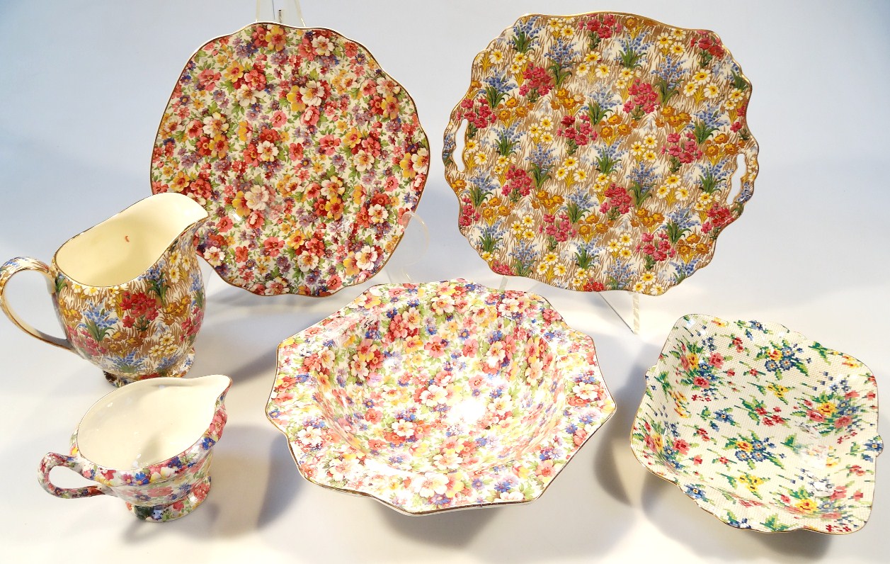 Appraisal: Various early thC floral Chintz pattern pottery to include a