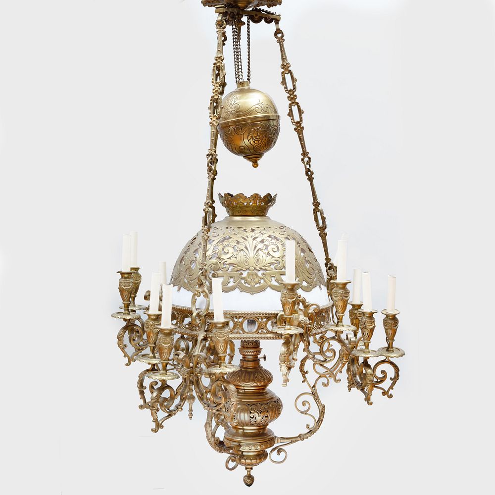 Appraisal: Napoleon III Gilt-Bronze Metal and Glass Fifteen Light Chandelier x