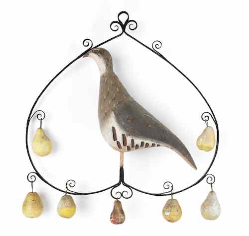 Appraisal: English painted iron and tin partridge in a pear tree