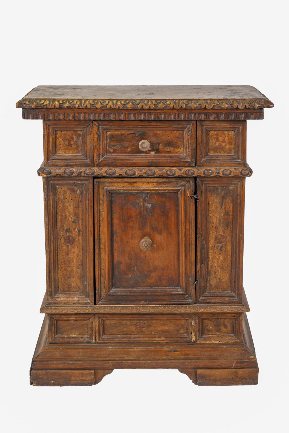 Appraisal: ITALIAN BAROQUE CARVED WALNUT CABINEThaving a rectangular top over a