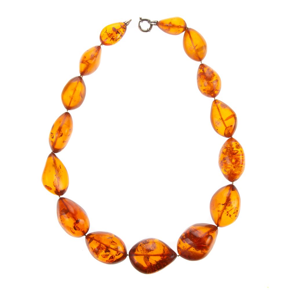 Appraisal: An Extraordinary Large Amber Beaded Necklace Amber beaded necklace featuring