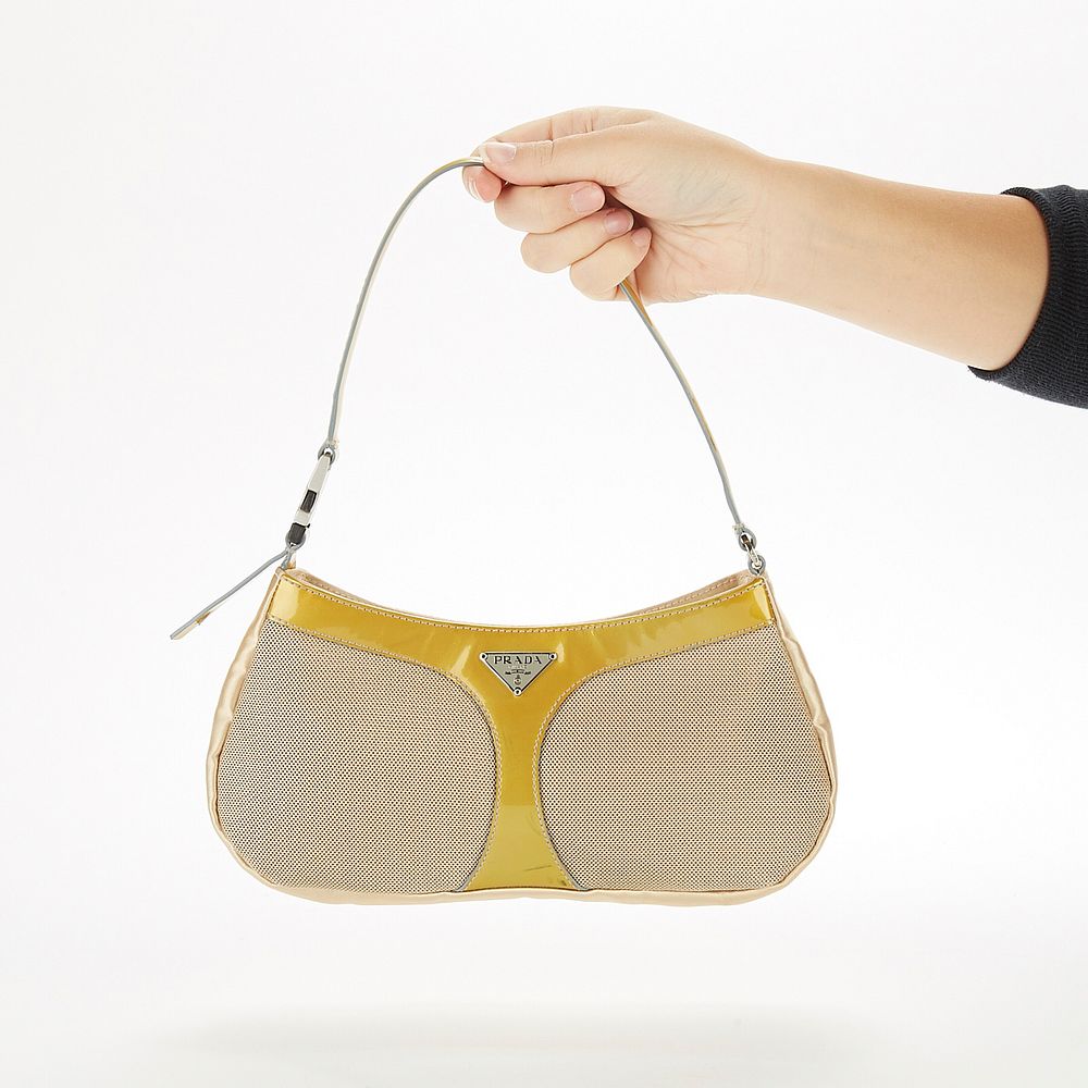 Appraisal: Prada Yellow and Ivory Handbag Purse Prada Italy Yellow and