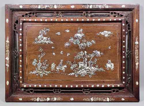 Appraisal: A pair of Chinese rosewood and mother of pearl inlaid