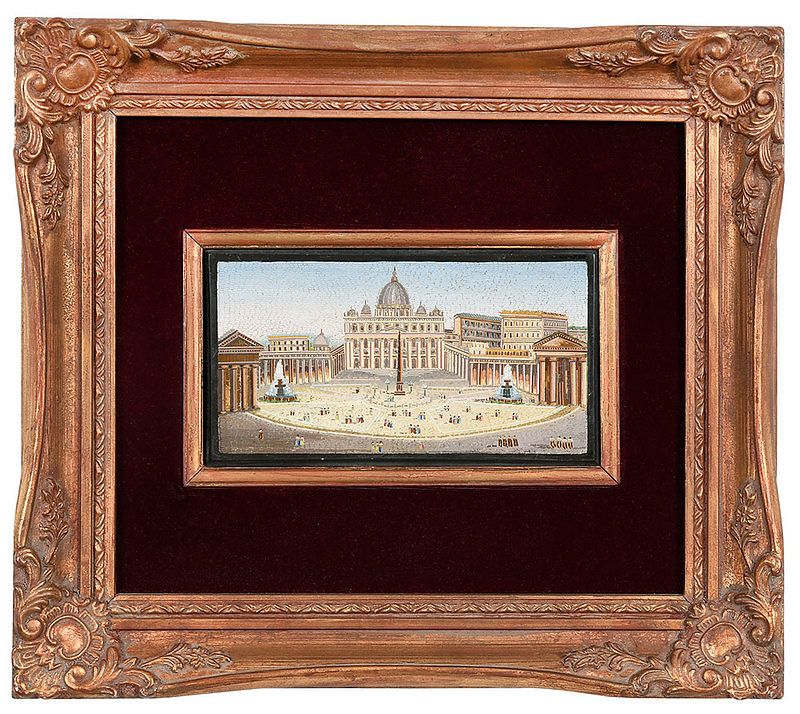 Appraisal: Micromosaic Plaque St Peter's Square Rome Italian mid to late