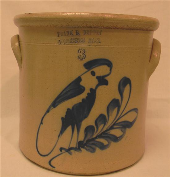 Appraisal: Frank B Norton salt glazed three gallon crock with cobalt