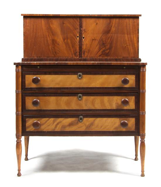 Appraisal: An American Maple Chest of Drawers the superstructure with two