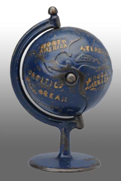 Appraisal: Cast Iron Globe on Arc Still Bank Description Manufactured by