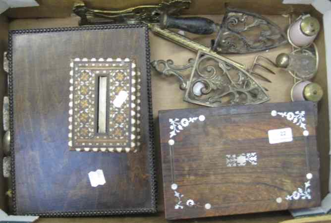 Appraisal: A collection of various items to include Rosewood Writing Box