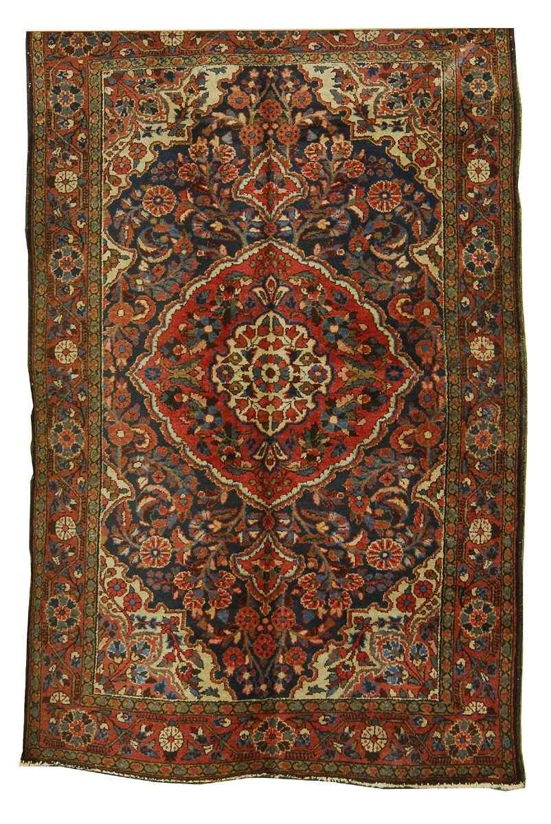 Appraisal: ORIENTAL RUG HAMADAN ' x ' '' Crimson floral medallion