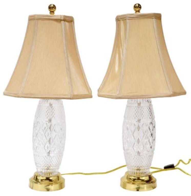 Appraisal: pair Waterford crystal table lamps having brass ball finial over