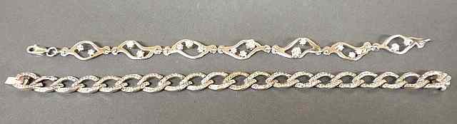 Appraisal: Two diamond bracelets- a k wg with round brilliant cut