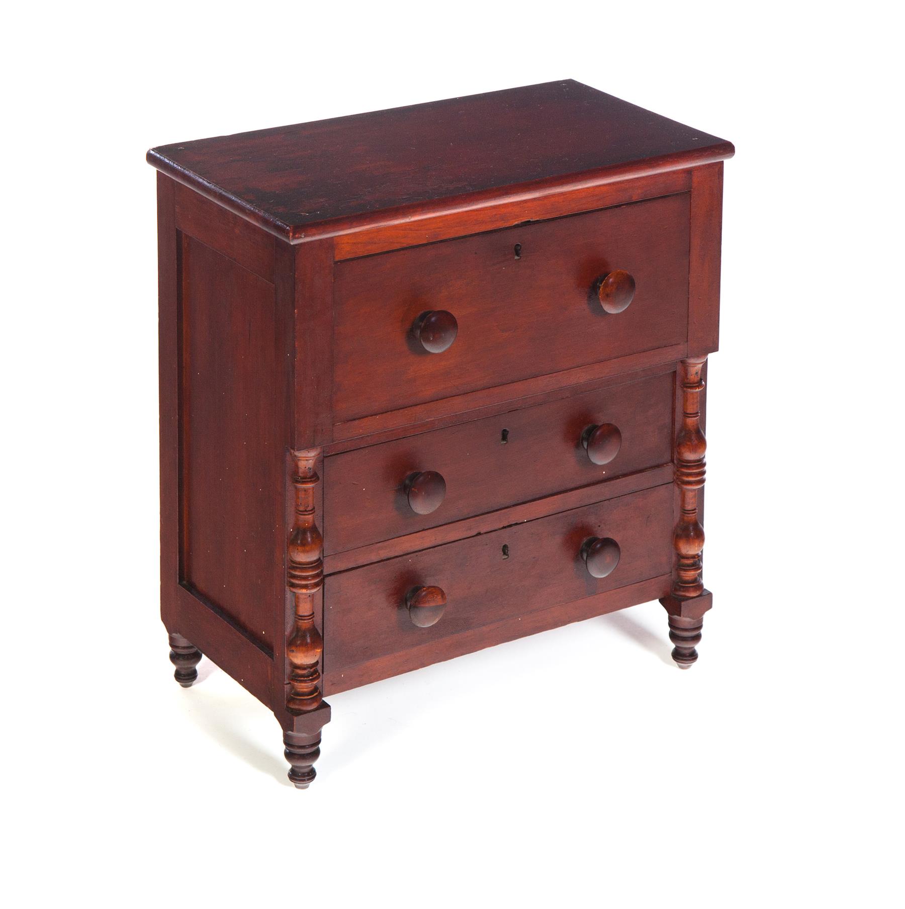 Appraisal: AMERICAN EMPIRE MINIATURE CHEST Second quarter- th century cherry with