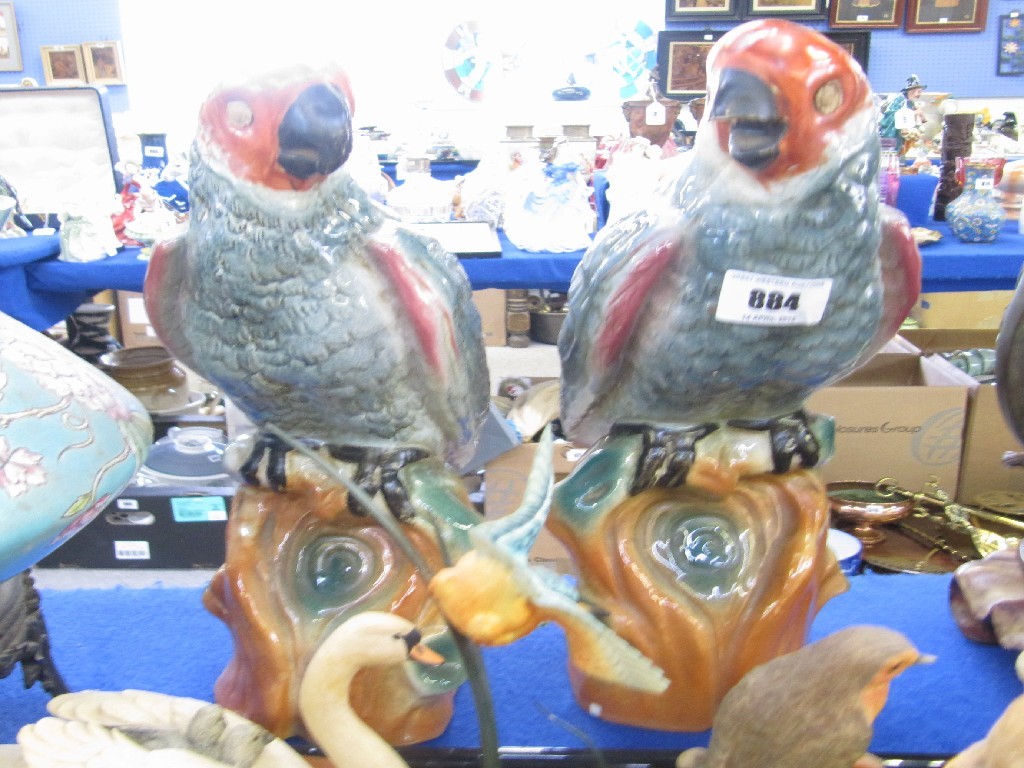 Appraisal: Pair of pottery parrots