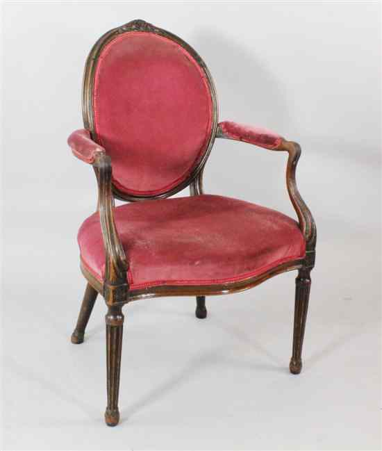 Appraisal: A George III Hepplewhite style mahogany elbow chair with anthemion