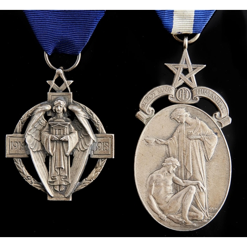 Appraisal: Two frosted silver Masonic jewels comprising World War One Peace