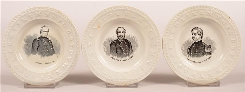 Appraisal: Three Ironstone China Alphabet Plates Three Ironstone China Alphabet Plates