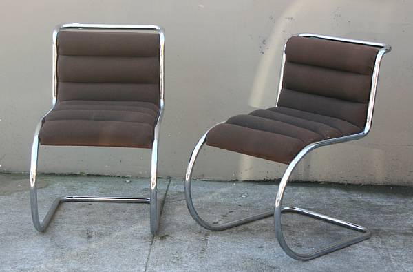 Appraisal: Three Mies van der Rohe chairs model two upholstered one