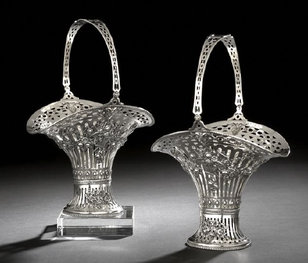 Appraisal: Pair of German Silver Bridal Baskets first quarter th century