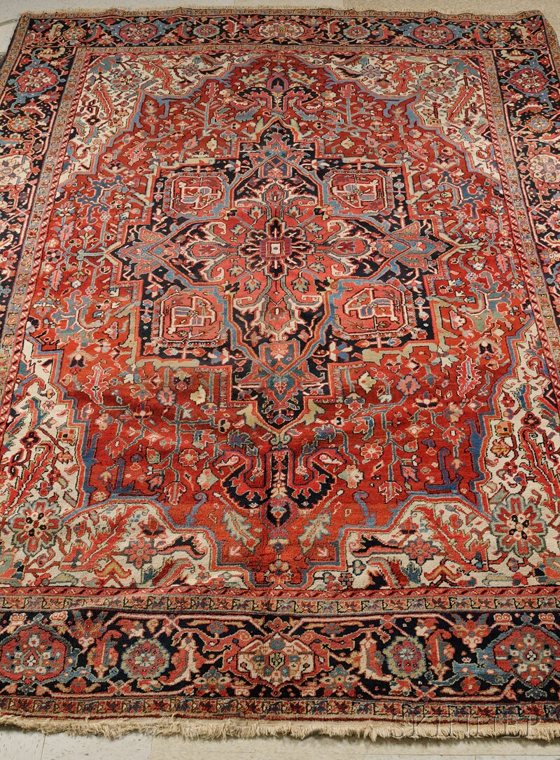 Appraisal: Heriz Carpet Northwest Persia second quarter th century some moth