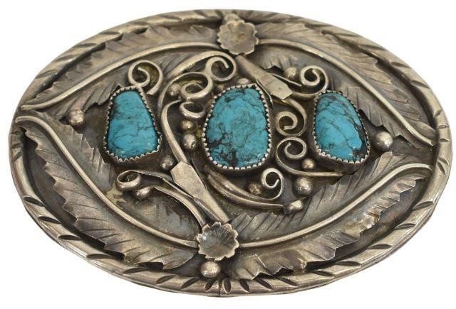 Appraisal: Native American silver content unknown belt buckle signed BG with