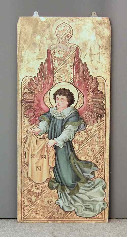 Appraisal: A Victorian painted and gilt decorated wooden panel - Figure