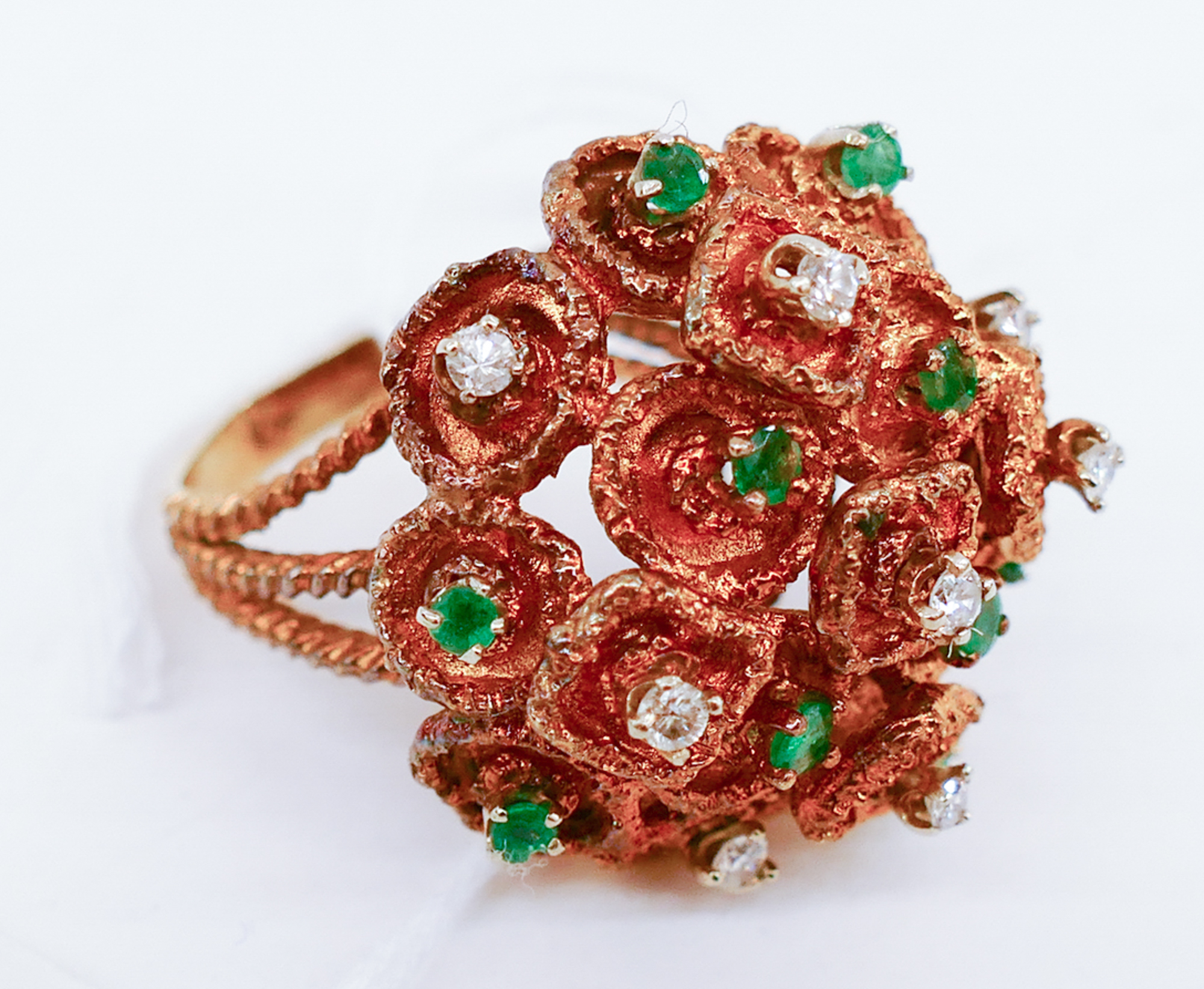 Appraisal: Ladies K Diamond Emerald Cluster Ring- Size - g