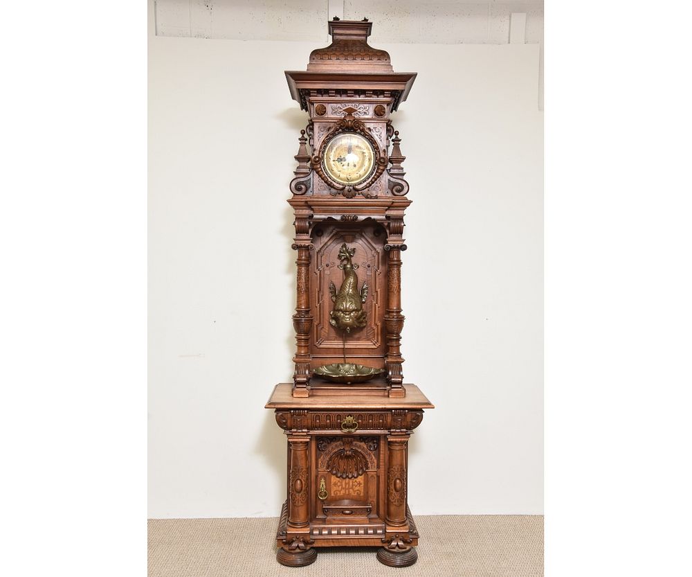 Appraisal: Black Forest Carved Tall Case Clock Highly carved Black Forest