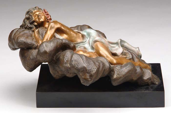 Appraisal: ALICE RIORDAN American th Century THE TEMPTRESS Multi-colored bronze sculpture