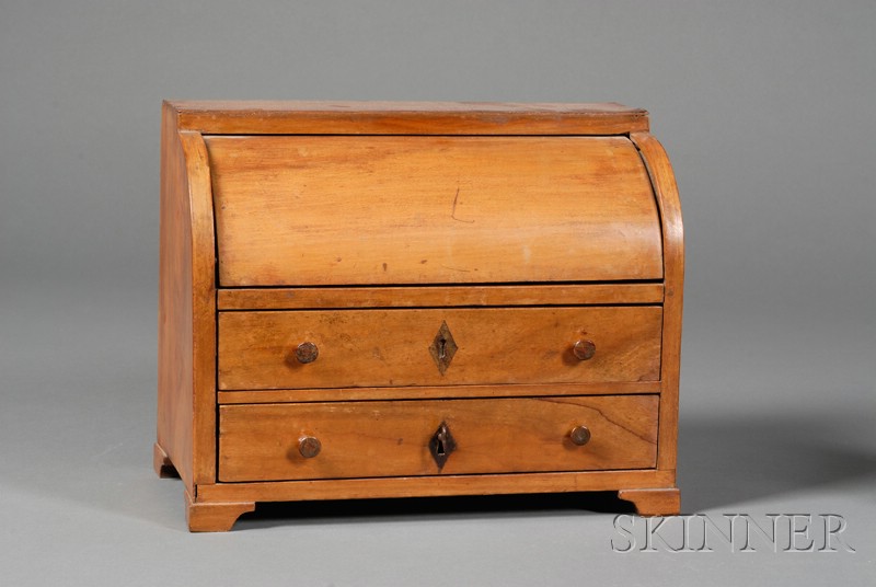 Appraisal: Miniature French Empire-style Cherry Roll-top Desk mid-late th century with