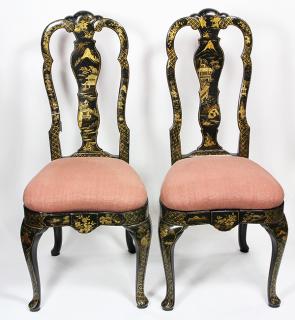 Appraisal: Lot of Queen Anne style chinoiserie decorated side chairs Lot