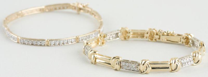 Appraisal: Two KT Yellow Gold and Diamond Bracelets the first with