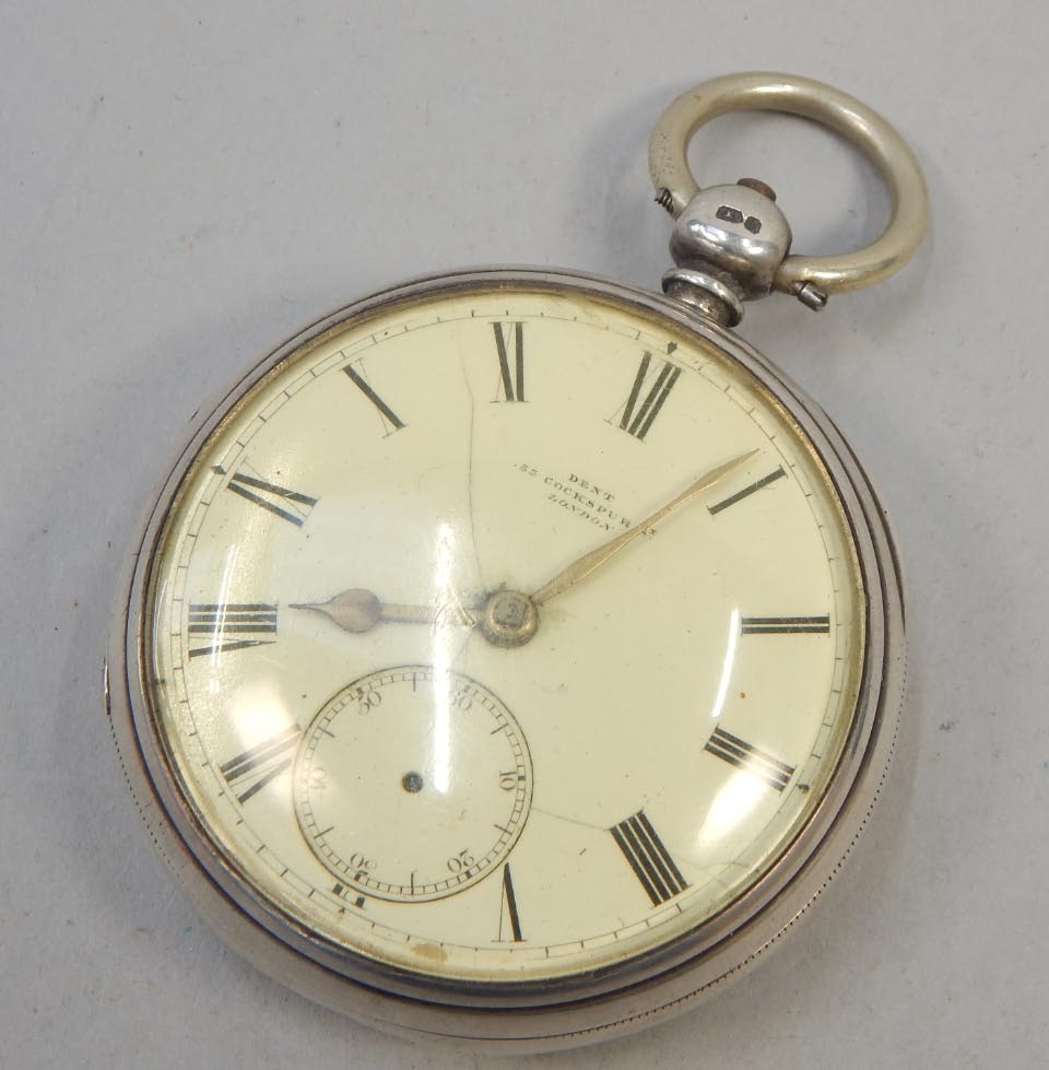 Appraisal: A Victorian silver pocket watch with white enamel dial Roman