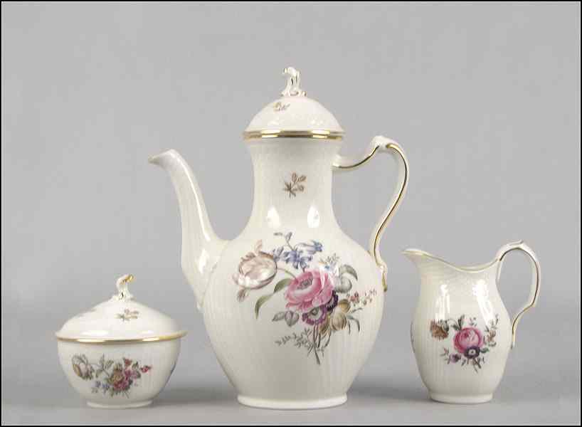 Appraisal: ROYAL COPENHAGEN PORCELAIN COFFEE SERVICE IN THE FRIJSENBORG PATTERN Comprised