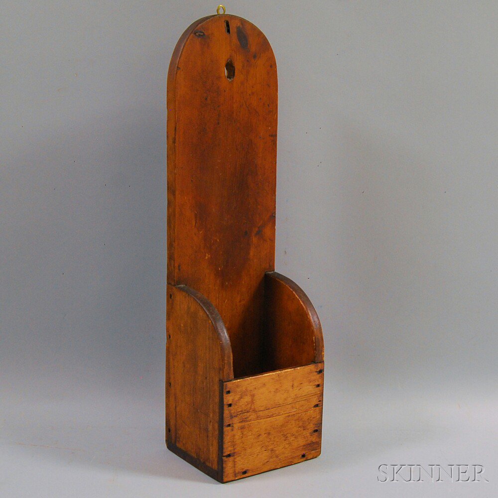 Appraisal: Pine Wall Box America th century with tall arched back