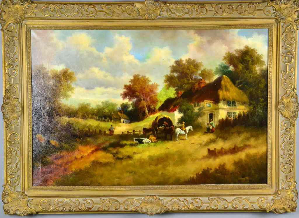 Appraisal: Signed G L Cameron Oil On CanvasTitled ''Swan Inn'' depicting