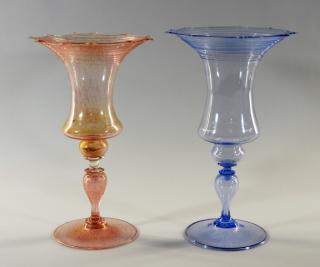 Appraisal: Italian Venetian Threaded Gold Fleck Glass Vases ITALY EARLY TH