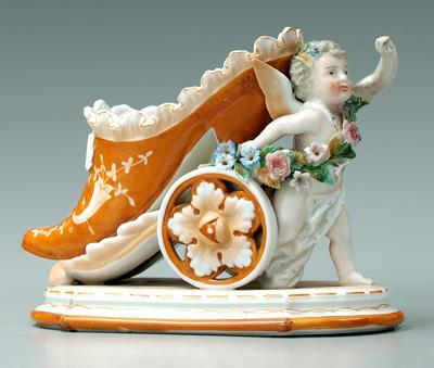 Appraisal: KPM figural shoe cupid pulling a chariot with large shoe